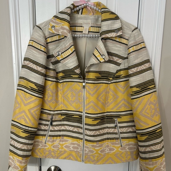 Chico's Jackets & Blazers - Chico's Multicolor Aztec Striped Bomber Jacket